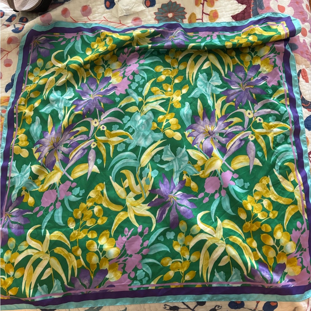 Zara Green and Purple Floral Scarf